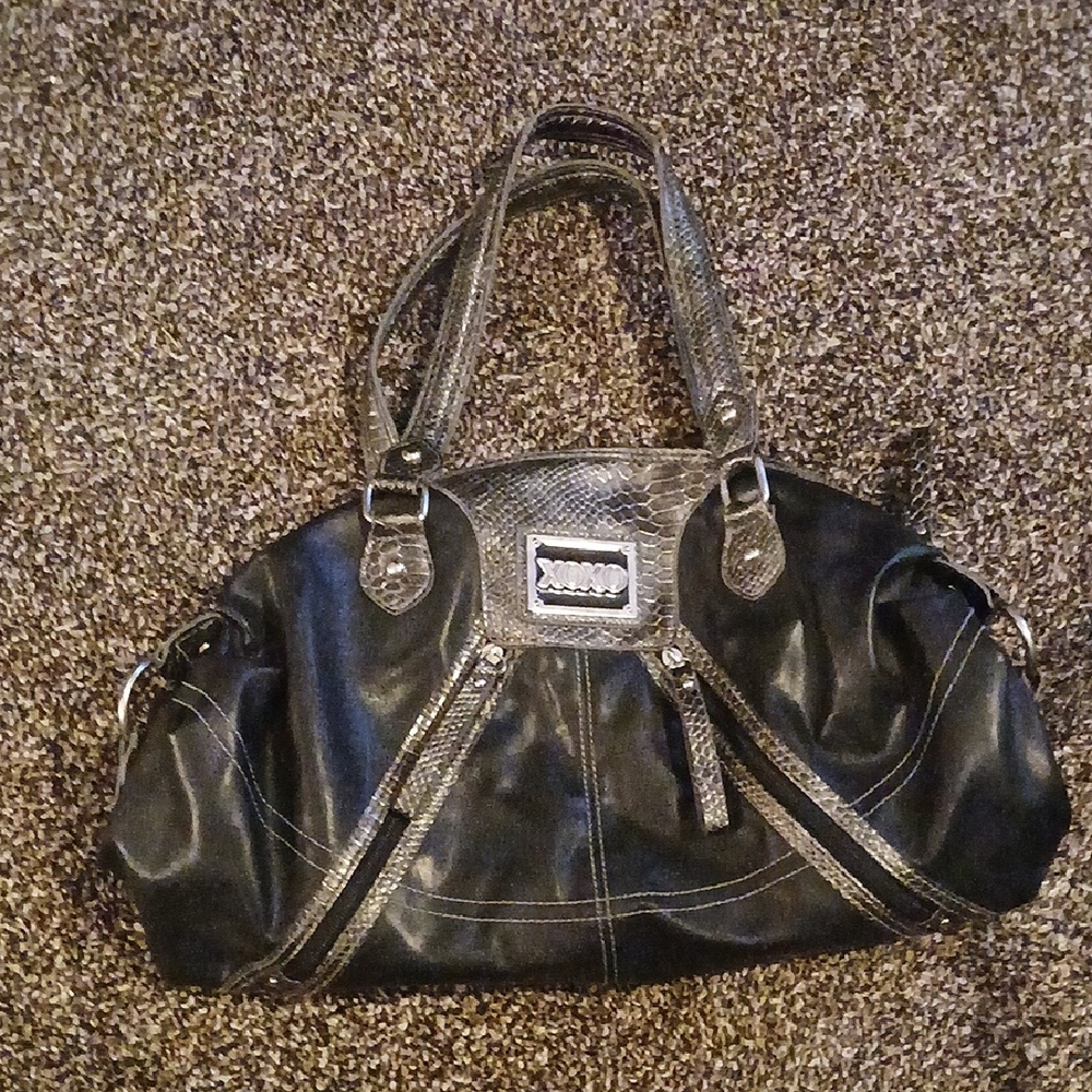 Chic Black and Pewter Women's Shoulder Purse